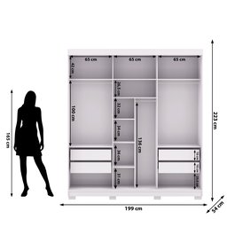 Guarda Roupa Casal 2 M Porto 3 Portas de Correr com Espelho: Branco/camarim - 3