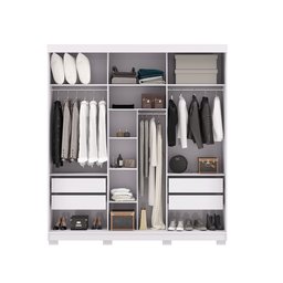 Guarda Roupa Casal 2 M Porto 3 Portas de Correr com Espelho: Branco/camarim - 10