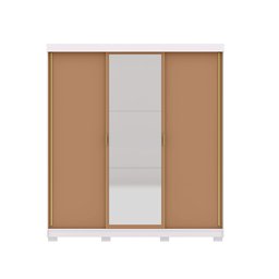 Guarda Roupa Casal 2 M Porto 3 Portas de Correr com Espelho: Branco/camarim - 8