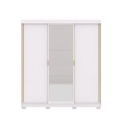 Guarda Roupa Casal 2 M Porto 3 Portas de Correr com Espelho: Branco/camarim - 4