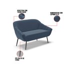 Ver imagem 6 de Namoradeira Giovana 02 Lugares Suede Azul Marinho Pés Palito de Ferro - D’Rossi
