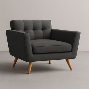 Poltrona Conceito Burn Linho Premium - Grafite