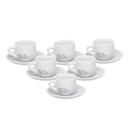 Jogo 12 Peças Xícara e Pires Café Porcelana Branca Manhattan - Hauskraft - 1