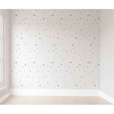 Papel de Parede Estrelas Infantil Colorido Rolo 3m - Vrc666