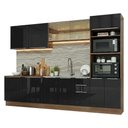Ver imagem 2 de Armário de Cozinha Completa 310 Cm Rustic/preto Lux Madesa 04 Rustic/preto