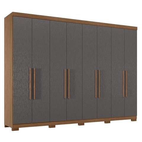 Guarda Roupa Casal 8 Portas 4 Gavetas Master New Jatobá Grafite Acetinado com Pés - Santos Andirá