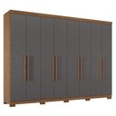 Ver imagem 1 de Guarda Roupa Casal 8 Portas 4 Gavetas Master New Jatobá Grafite Acetinado com Pés - Santos Andirá