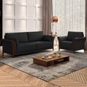 Ver imagem 2 de Conjunto Decorativo Poltrona e Sofá 222cm Market PU Preto - Gran Belo