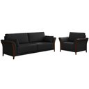 Ver imagem 1 de Conjunto Decorativo Poltrona e Sofá 222cm Market PU Preto - Gran Belo