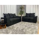 Ver imagem 2 de Sofá de 2 e 3 Lugares Porto Tecido Suede: Preto