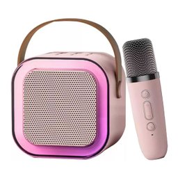 Caixa de Som Bluetooth Microfone Karaoke Rgb Led Iluminaçao Altera Muda Voz Caixinha Alto Falante Po - 1