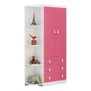 Ver imagem 2 de Gurda Roupa Infantil com Estante Lateral 2 Portas 3 Gavetas Rosa