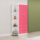 Ver imagem 1 de Gurda Roupa Infantil com Estante Lateral 2 Portas 3 Gavetas Rosa
