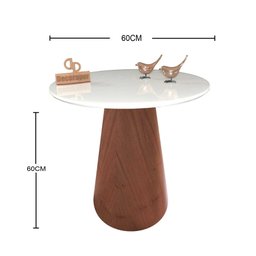 Mesa de Canto Cone Amadeirado com Tampo Vidro 60cm - Branco - 60cm - 2