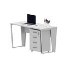 Ver imagem 3 de Mesa Escrivaninha Industrial 135cm C/ Gaveteiro 4 Gavetas F5 Cor:cinza
