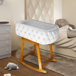 Mini Berço Moises de Balanço Portátil para Bebê Branco - 3