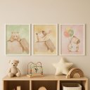 Ver imagem 1 de Kit 3 Quadros Infantis Aquarela Capivarinhas 45x34cm - com Vidro:moldura Branca