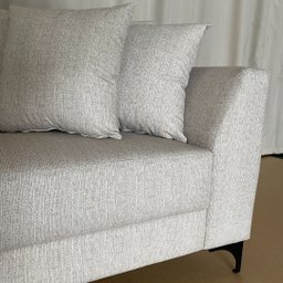Sofá | Pierri Acquablock & Pé Aço Preto - 2 Lugares | 180cm - Linhão Bege - 6