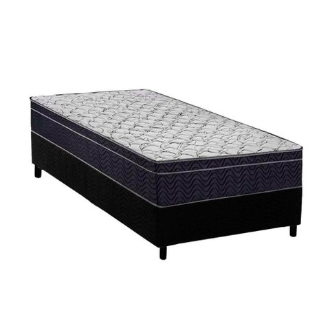 Conjunto Box Solteiro: Colchão Anatômico Ortobom D45 - Airtech 150 + Base Crc Suede Black(78x188)