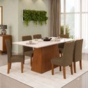 Ver imagem 1 de Conjunto de Mesa Tampo de Vidro 6 Cadeiras Dulce DJ Móveis 180x90cm