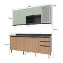 Ver imagem 3 de Cozinha Compacta Azaleia 8 Portas e 3 Gavetas com Divisor de Talheres Mármore Lunar/freijó/verde Mar