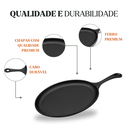 Ver imagem 2 de Chapa Oval Ferro Fundido 25x18x2cm 0,3l Cabo Panela Mineira