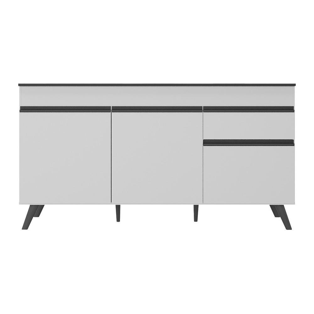 Balcão Cozinha Gabinete Pia 150 cm 3 Portas 1 Gaveta Veneza Multimóveis MP3740.964 Branco/Preto - 5