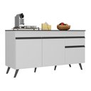Ver imagem 1 de Balcão Cozinha Gabinete Pia 150 Cm 3 Portas 1 Gaveta Veneza Multimóveis Mp3740.964 Branco/preto