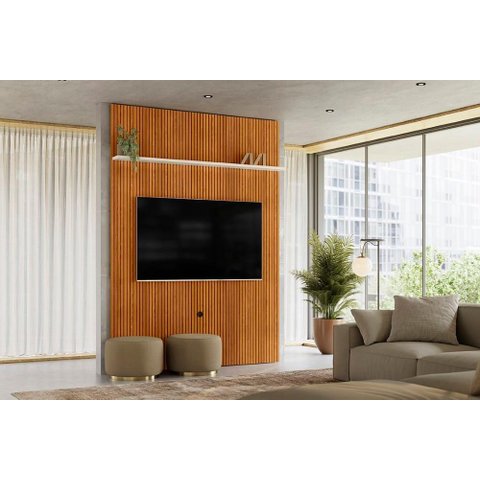 Estante Piso-teto New Interlagos para Tv de até 65 Polegadas - Cinamomo/off White - Madetec