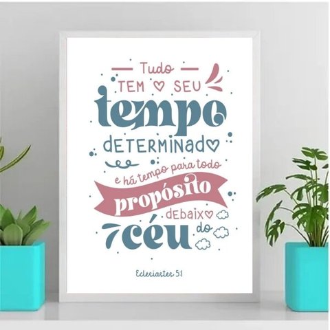 Quadro Há Tempo Para Todo Propósito 33x24cm - com vidro:Madeira preta