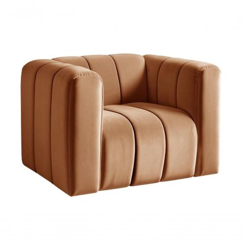 Poltrona Mona Veludo Encosto Alto Confortável Terracota 400 Bella Decor