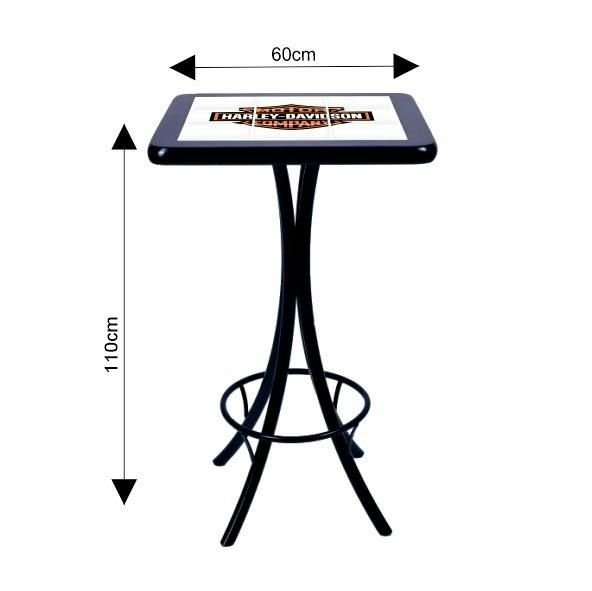 Jogo Mesa Quadra Bistrô Azulejo Harley Davidson 2 Banq-preta - 3
