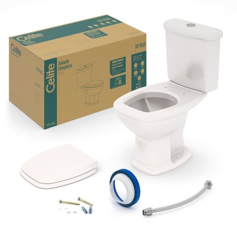 Vaso Bacia Sanitária Fit Plus C/ Kit Cx Acoplada Pg - Celite