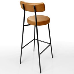 Banqueta Alta Bar Cozinha Sala De Jantar Estrutura Em Aço Milão F01 Couríssimo Whisky - Lyam - 7