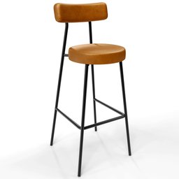 Banqueta Alta Bar Cozinha Sala De Jantar Estrutura Em Aço Milão F01 Couríssimo Whisky - Lyam - 1