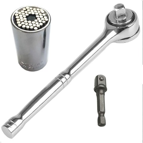 Kit Gator Grip Soquete Universal Catraca Adaptador Lorben Chave Mágica Reversível