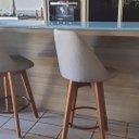 Ver imagem 3 de Kit 4 Banquetas Maya Gourmet Giratória-altura 62 Cm do Chão até o Assento-tecido Linho Gat Magazine