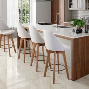 Kit 4 Banquetas Maya Gourmet Giratória-altura 62 Cm do Chão até o Assento-tecido Linho Gat Magazine