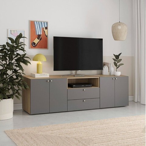 Rack para TV até 75 Polegas Modular 3 Módulos 4 Portas 2 Gavetas Frame CabeCasa MadeiraOriginals