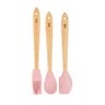 Conjunto Lyor 3 Utensilios Silicone com Cabo de Bambu Rosa - 1