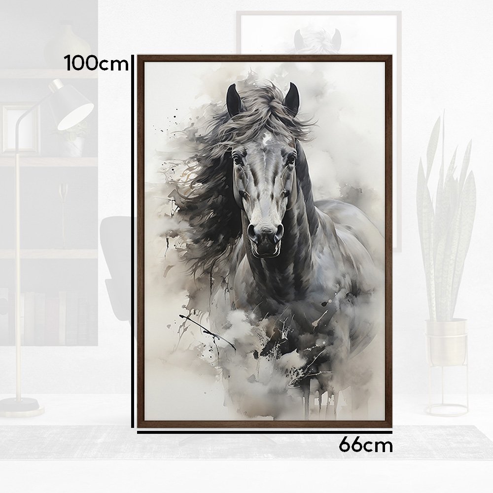 Quadro Decorativo Cavalo Aquarela Moldura Cx Alta 100x66 Arte na Arte Moldura Madeira - 6