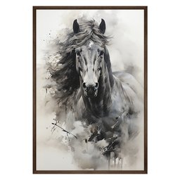 Quadro Decorativo Cavalo Aquarela Moldura Cx Alta 100x66 Arte na Arte Moldura Madeira - 1