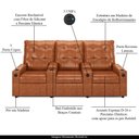 Ver imagem 3 de Poltrona do Papai Reclinável Sala de Cinema Movie 3 Lugares Manual Baú USB PU Caramelo Brilho Gran B