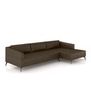 Ver imagem 2 de Sofá Bipartido Sala de Estar Kiara 292cm Chaise Direito Pés de Ferro Couro Marrom Manchado G52 - Gra