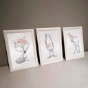 Ver imagem 3 de Kit 3 Quadros Decorativos Bichinhos e Flores 24x34cm MDF
