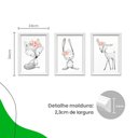 Ver imagem 5 de Kit 3 Quadros Decorativos Meu Rodapé Bichos Cinza com Flores 24x34