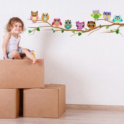 Adesivo de Parede Infantil Galho das Corujas (Direita para Esquerda) - 1