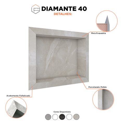Nicho Para Banheiro Diamante em Porcelanato Polido 40x30 Bege - Cozimax