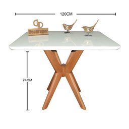 Mesa Jantar Pandora Tampo Quadrado Laca com Vidro 120cm Branco - 2