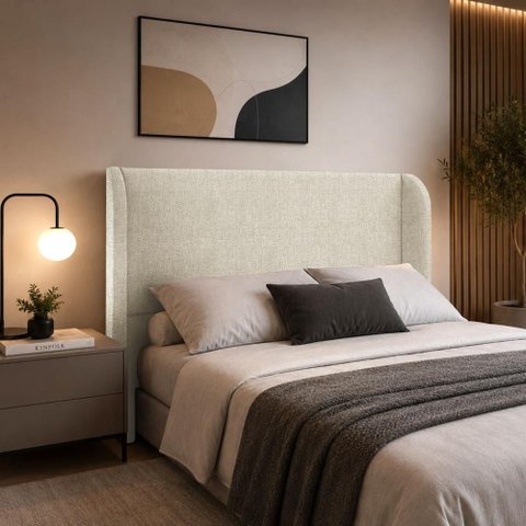 Cabeceira Casal Estofada Ideal para Cama King 190cm Linho - Bege
